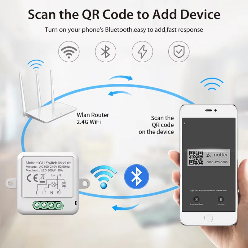 Smart Matter WiFi Switch Module - Seamless Home Automation Relay